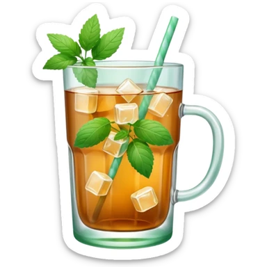 ice mint tea without lemon in glass sticker