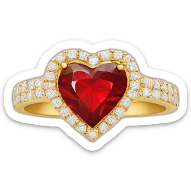 Red Diamond heart gold ring sticker