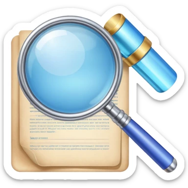 a magnifying glass over a contract in pastel and modern blue color sticker