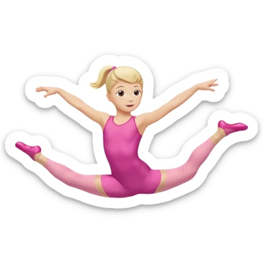 dancer-gymnast child with blonde hair in pink tights leaping gracefully sticker