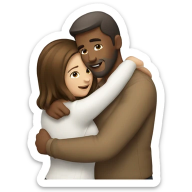 Man hug brown-haired woman  sticker