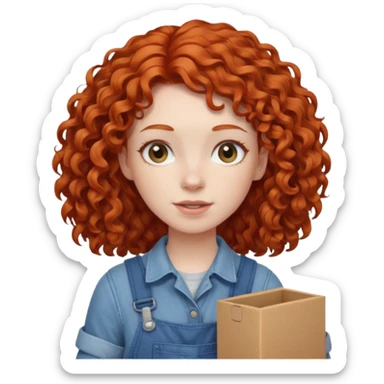 box carrier curly red hairedgirl  sticker