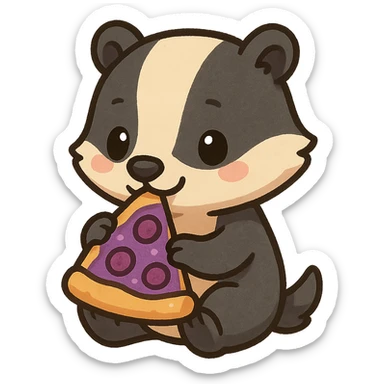 Badger with pizza purple sticker