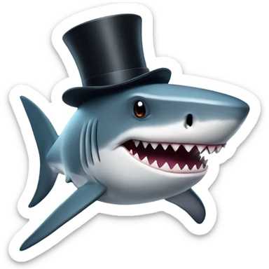 Shark with a top hat sticker