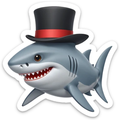 Shark with a top hat sticker