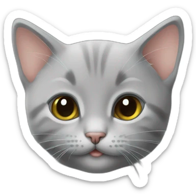 Gray kitten kisses sticker