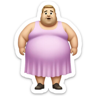 Fat man with dress sticker