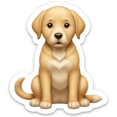 yellow labrador dog full body mimicking thinking emoji, paw on chin, looking up, emoji style sticker