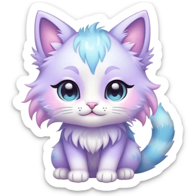 Kawaii bright fantasy pastel ethereal anthro feline fursona animal creature sticker