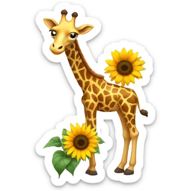 Giraffe holding sunflower  sticker