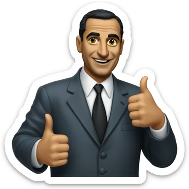 photorealistic Gamal Nasser shows thumbs up sticker