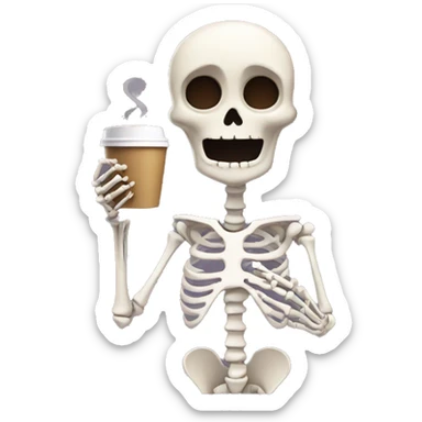 Skeleton holding coffee sticker