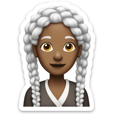 older black lady with white braids sticker