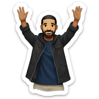 Drake with both hands in the air sticker