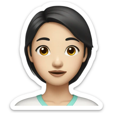 asian girl with black long hair and black eyes sticker