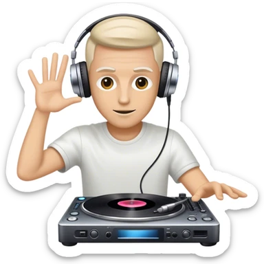 White dj scratching the disk sticker