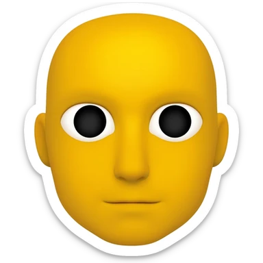 Yellow circle emoji with flushed black eyes and neutral mouth in fisheye effect sticker