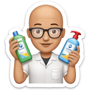 Car care products bald guy with glasses sticker