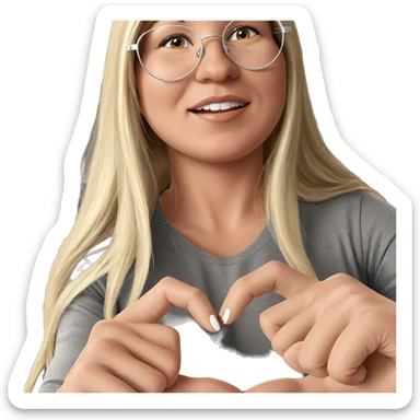 blonde girl with heart hands sticker