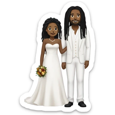 black couple with plus size man black dreadlocks, full body wedding sticker