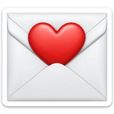 White Envelope of a letter with a seal in shape of a Heart sticker