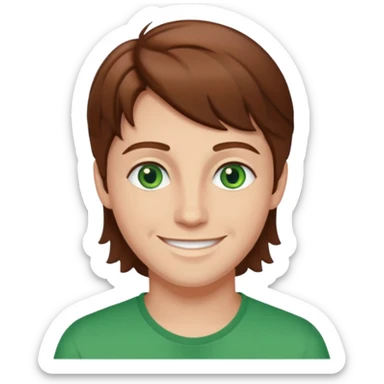 Denis daily with green eyes, brown hair sticker
