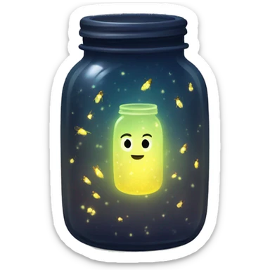 A glowing jar filled with fireflies sticker