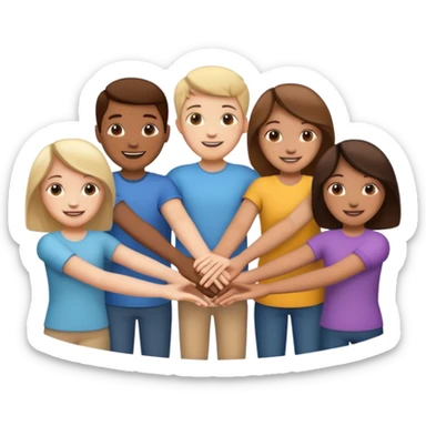five people holding handsin circle sticker