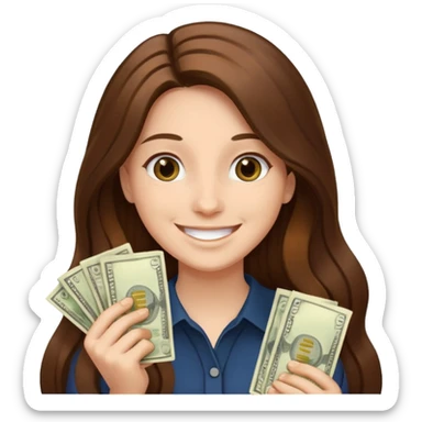 긴 갈색머리고 돈을 들고있어 sticker