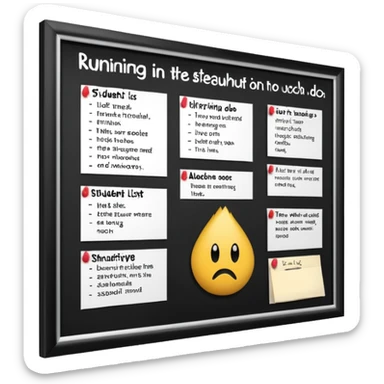 school rules on the noticeboard but dont write school rules just write what students shouldnt do in school sticker