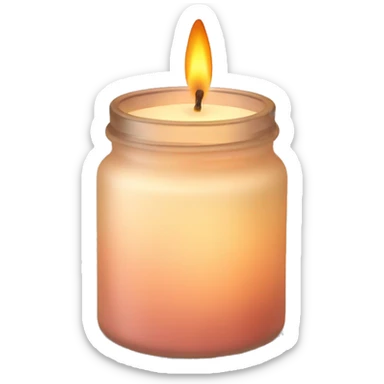 A small jar candle with warm glow sticker