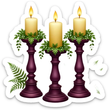 Aesthetic scenic beautiful gorgeous pretty elegant sparkly shiny scene of Candles, flowers, marble pedestals, lush vines, ferns, scenic aesthetic scenery sticker