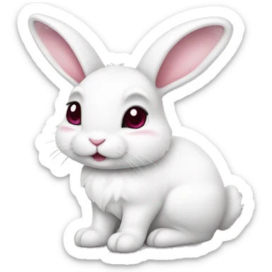 Cute white bunny with a big burgundy bow. Grey eyes sticker