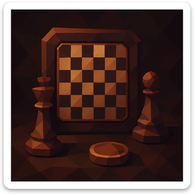 sophisticated board game icon with rich, deep colors and geometric squares, evoking classic strategy games, mature and stylish sticker