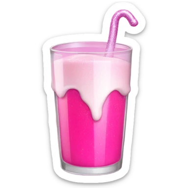 Hot pink glass of milk with glitter  sticker