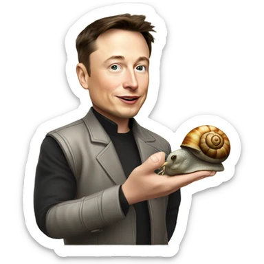 Elon musk with a snail sticker
