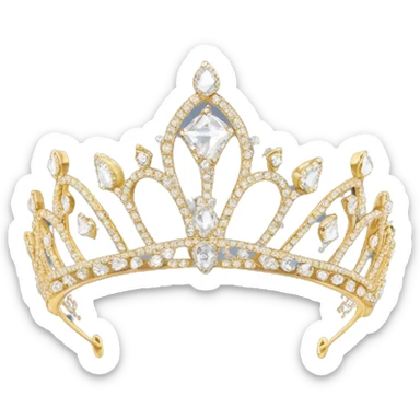 dainty diamond crystal tiara gold sticker