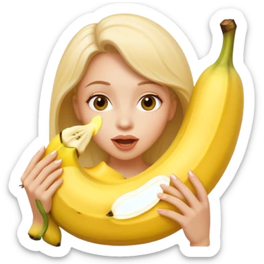 Nude woman sucking on a big banana  sticker