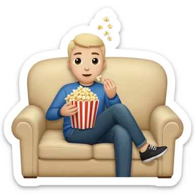 Couch potato with popcorn  sticker