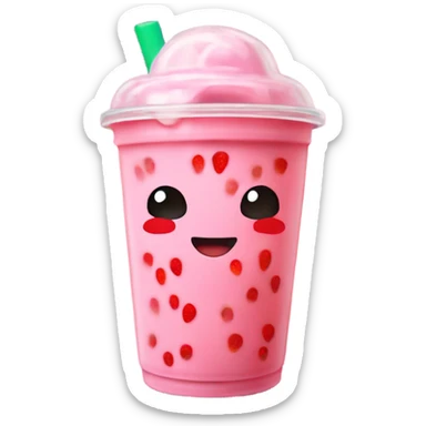 Boba tea pink strawberry flavored sticker