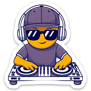 Russian rave artist DJ with cool cap performing electronic music sticker