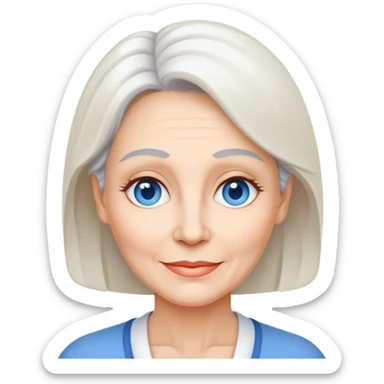 Pretty 50-year-old woman with uiblue and whit sticker