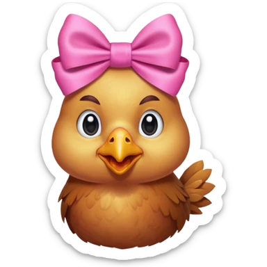 Pollito con un lazo rosado sticker