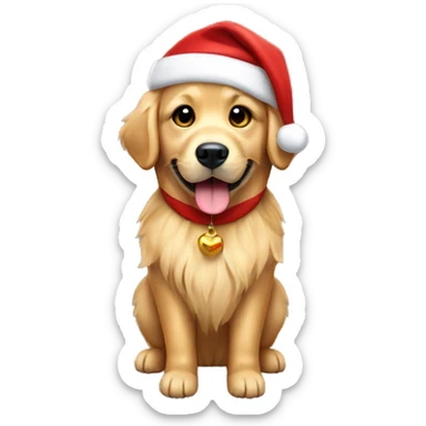 golden retriever with santa costume  sticker
