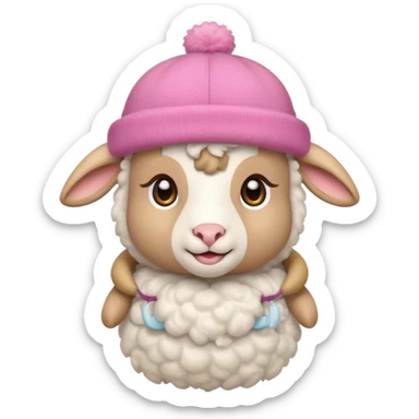 baby sheep with pink hat sticker