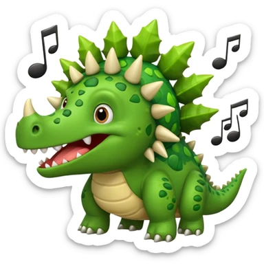 cartoon stegosaurus with music notes funny face sticker
