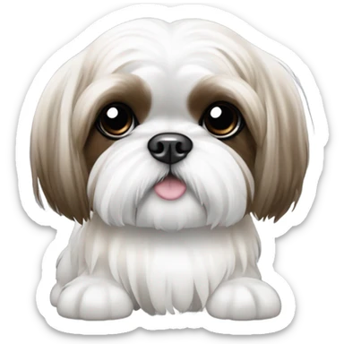 Shih tzu blanco con café y rejas blancas con degradado a negro  sticker