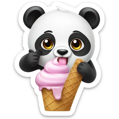Panda eating ice cream sticker
