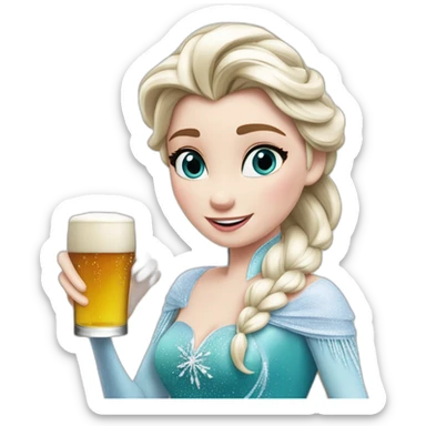 Elsa la reine des neiges qui boit une bière sticker