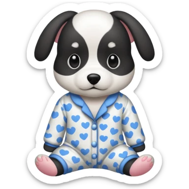 Black and white dog in mal pj's sticker